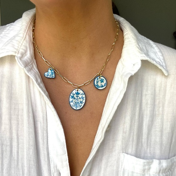 Handmade hand painted polymer clay charm necklace - Picture 4 of 4